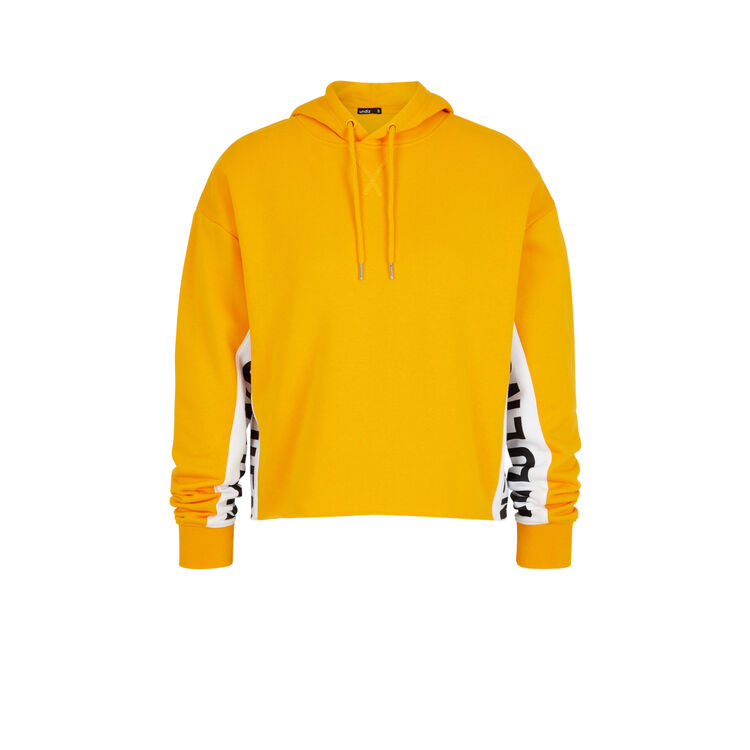 Sudadera con capucha y bandas laterales hellovibiz azafrán.