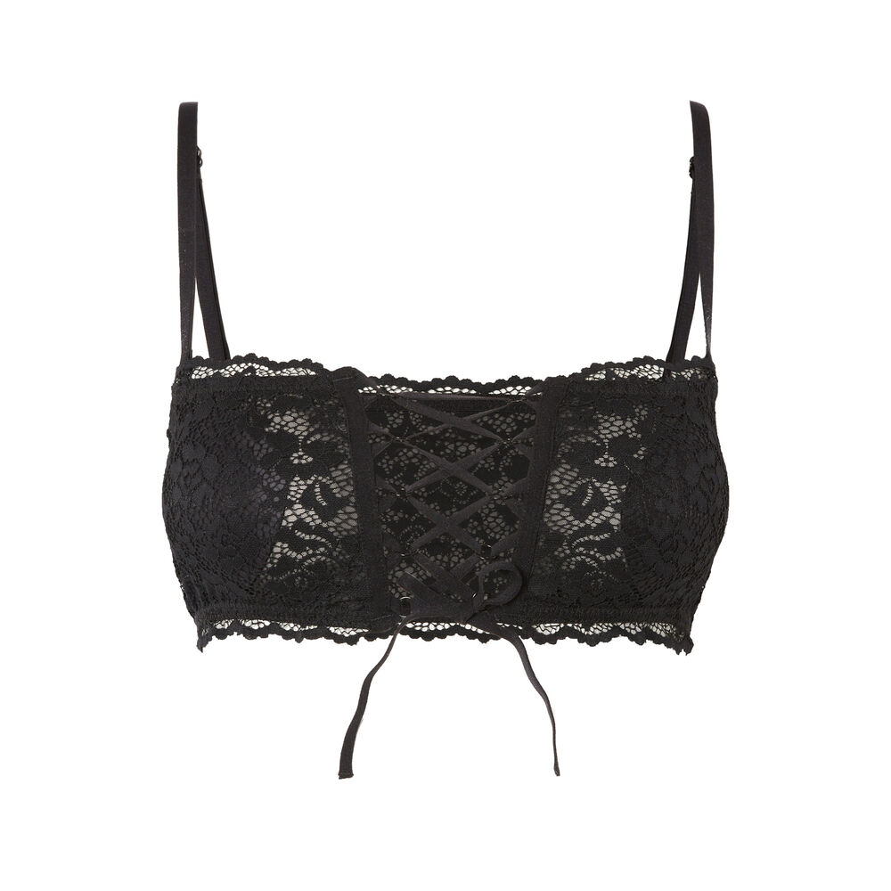 Sujetador bandeau sin aros efecto corsé - rosa negro.