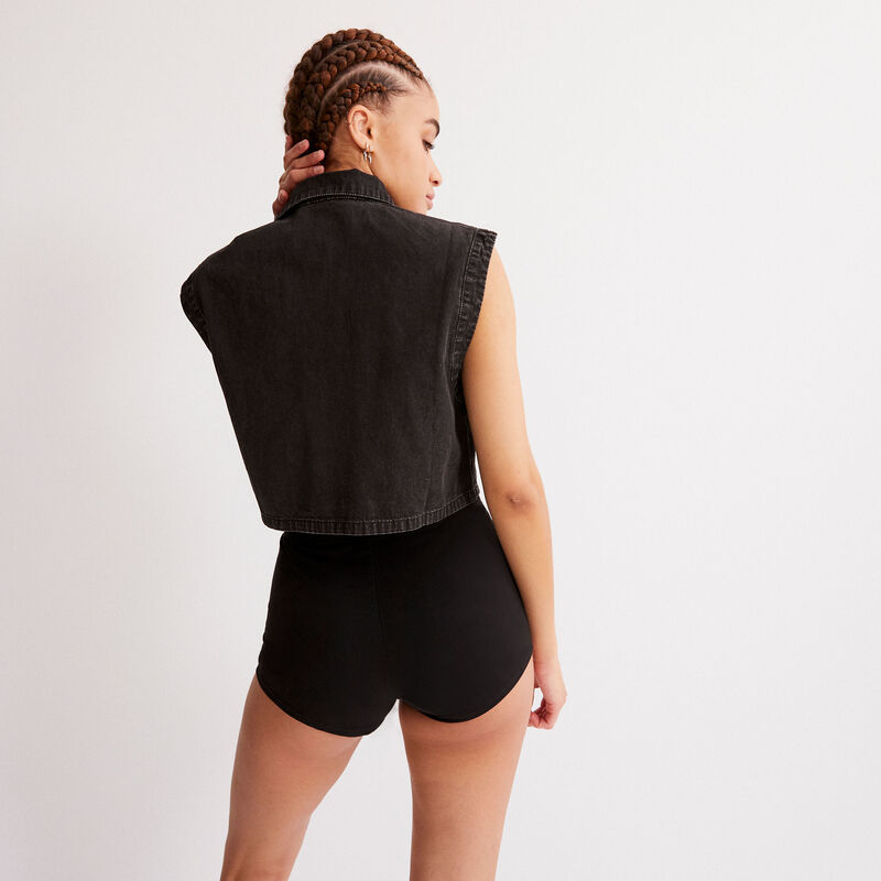 shorts con cintura elástica - negro shorts con cintura elástica - negro;