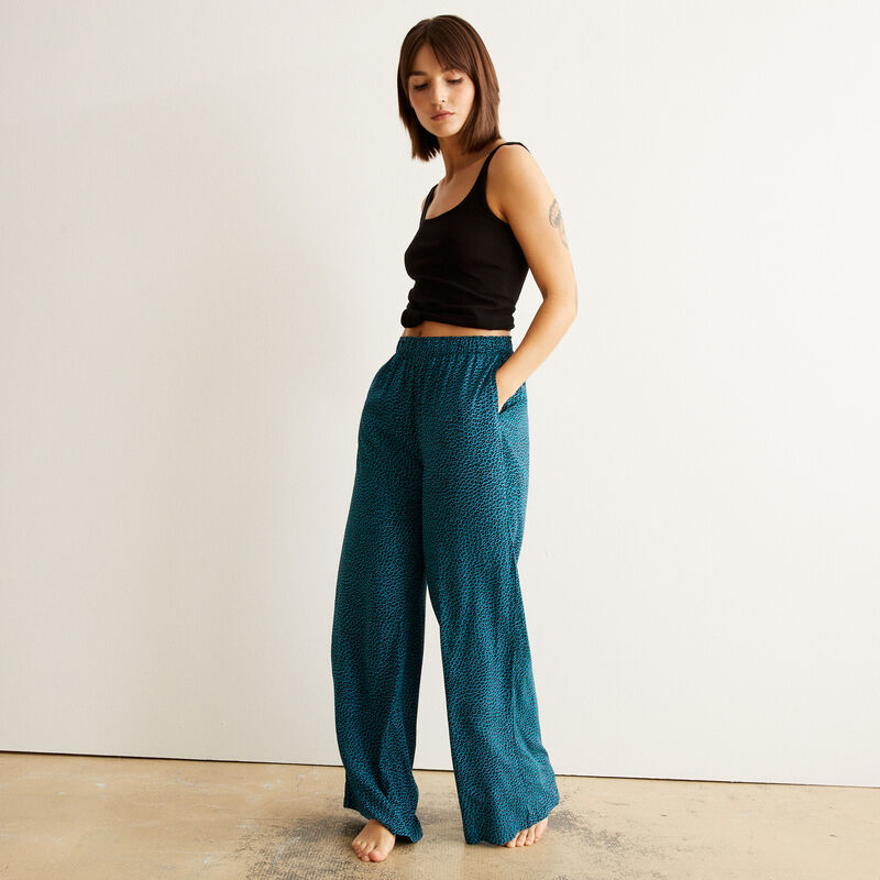 Pantalón con estampado animal - azul Pantalón con estampado animal - azul;