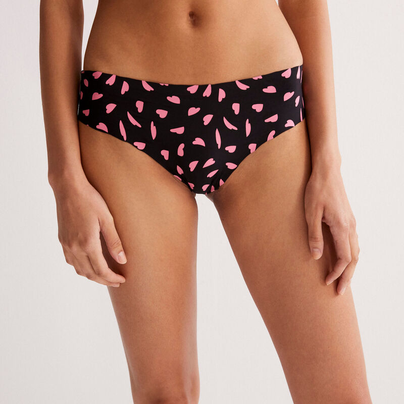 braguita culotte con dibujos de corazón - negra braguita culotte con dibujos de corazón - negra;