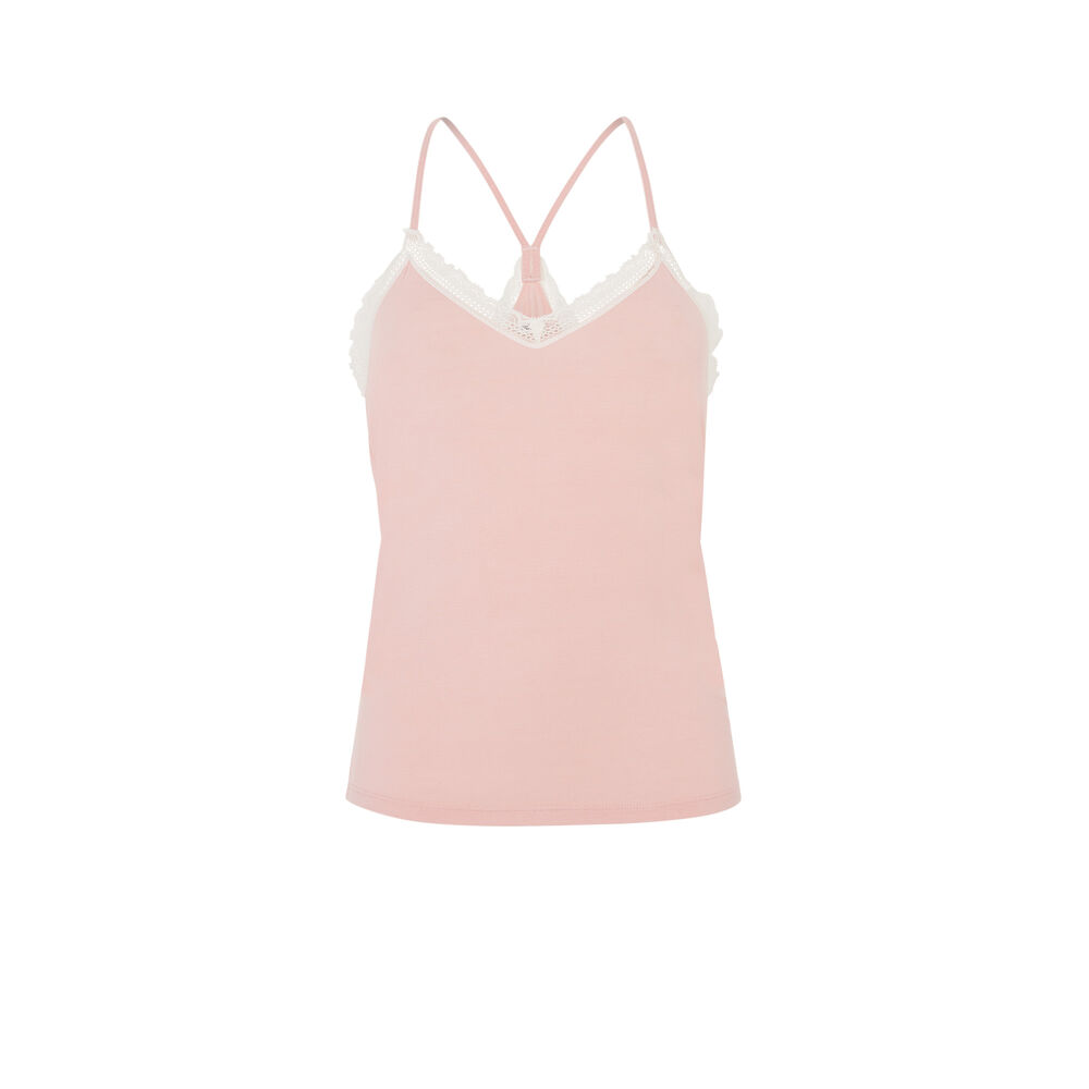 Top de punto con tirantes finos - rosa rosa.
