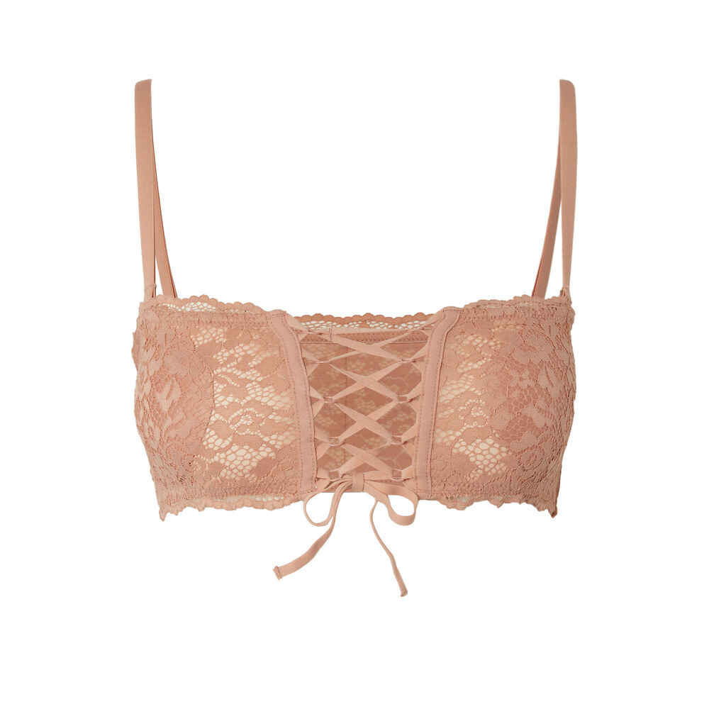 Sujetador bandeau sin aros efecto corsé - beige nude beige.
