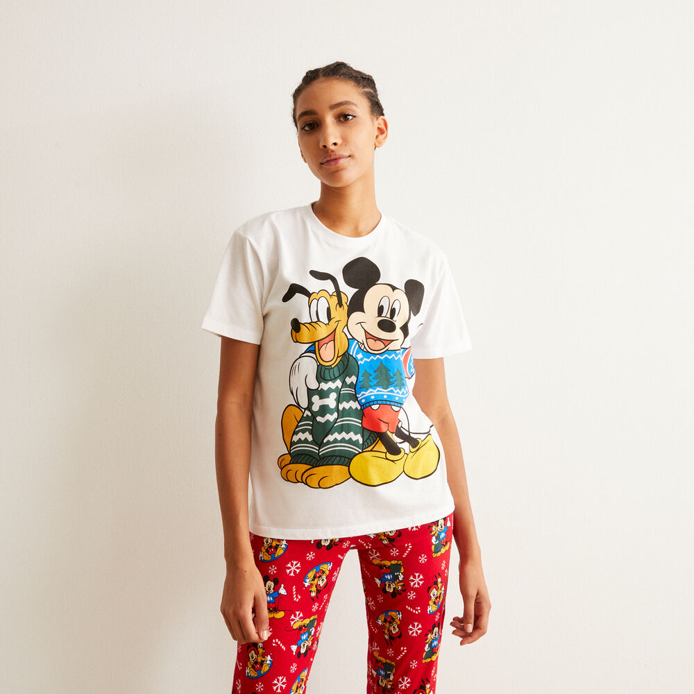 Juego de pijama de manga corta mickey y pluto - blanco blanco.