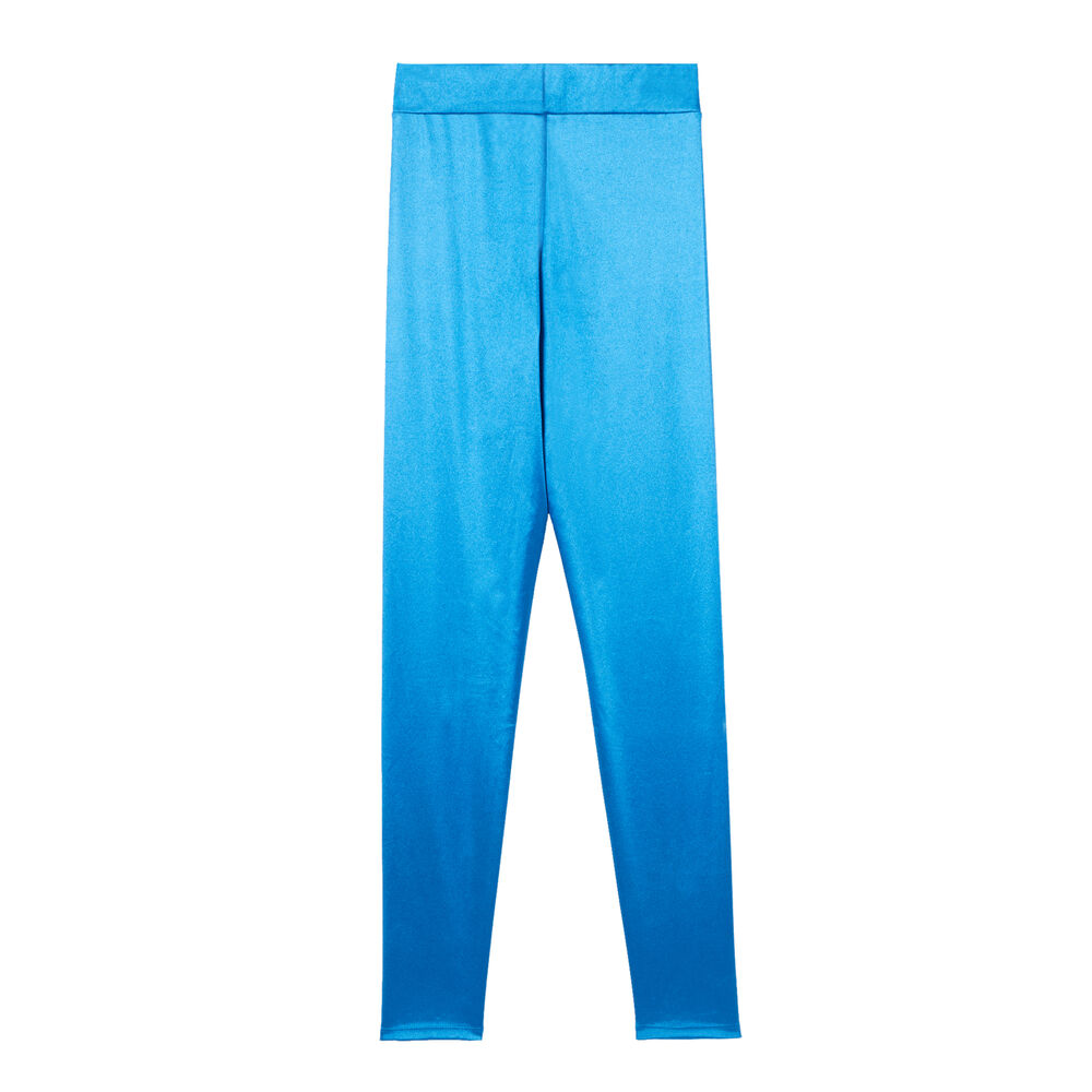 Leggings lisos de satén - azul azul.