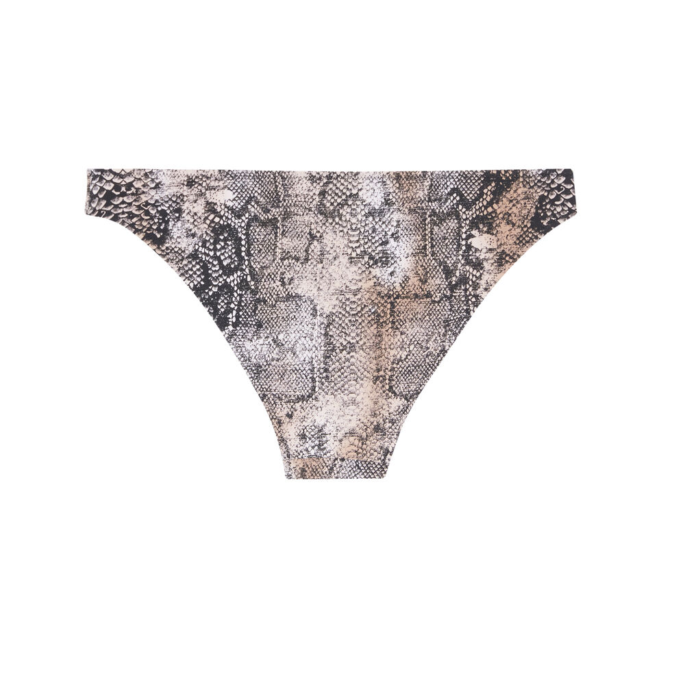 Parte de abajo de bikini braguita con estampado de pitón - negra negro.