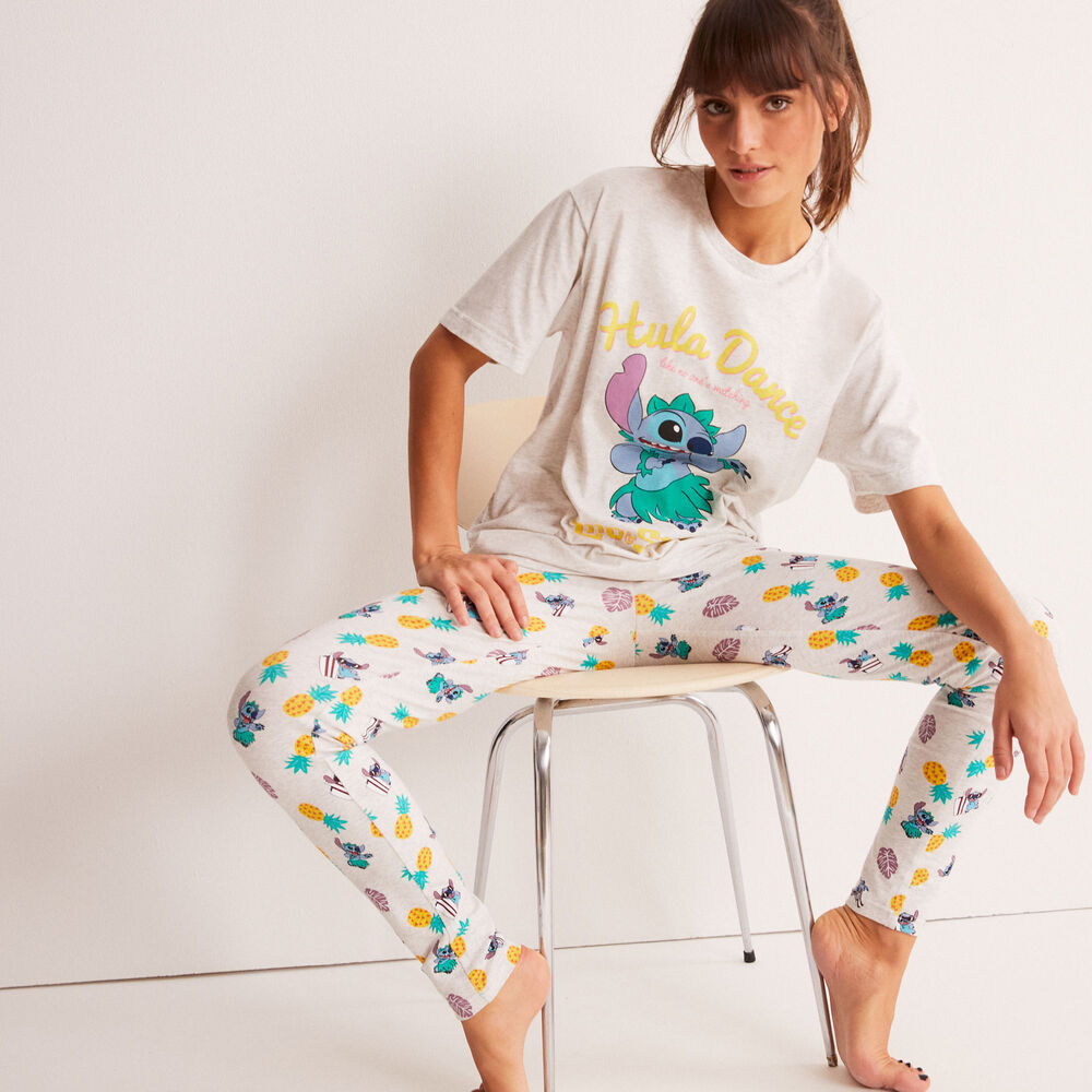 Top con estampado de stitch hula dance - crudo crudo.