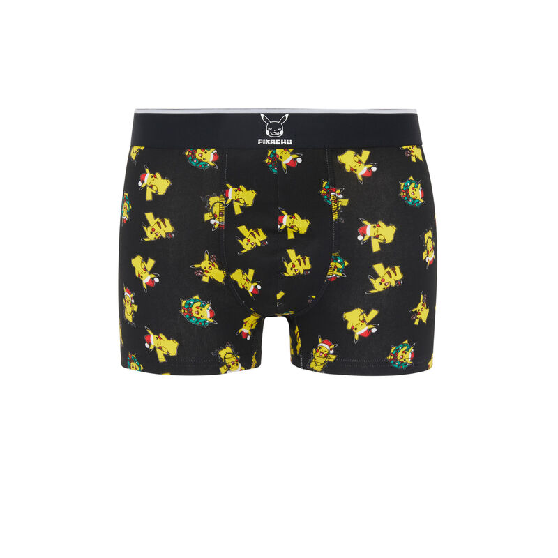 Bóxer negro de algodón con estampado Pikachu pokenoeliz Bóxer negro de algodón con estampado Pikachu pokenoeliz;