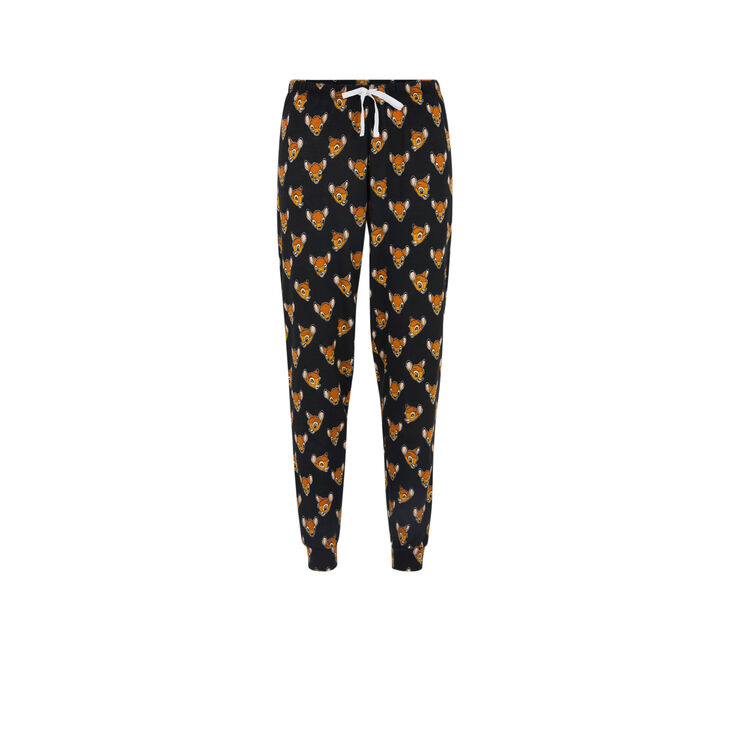 Pantalón polar con estampado de bambi toobambiz negro.