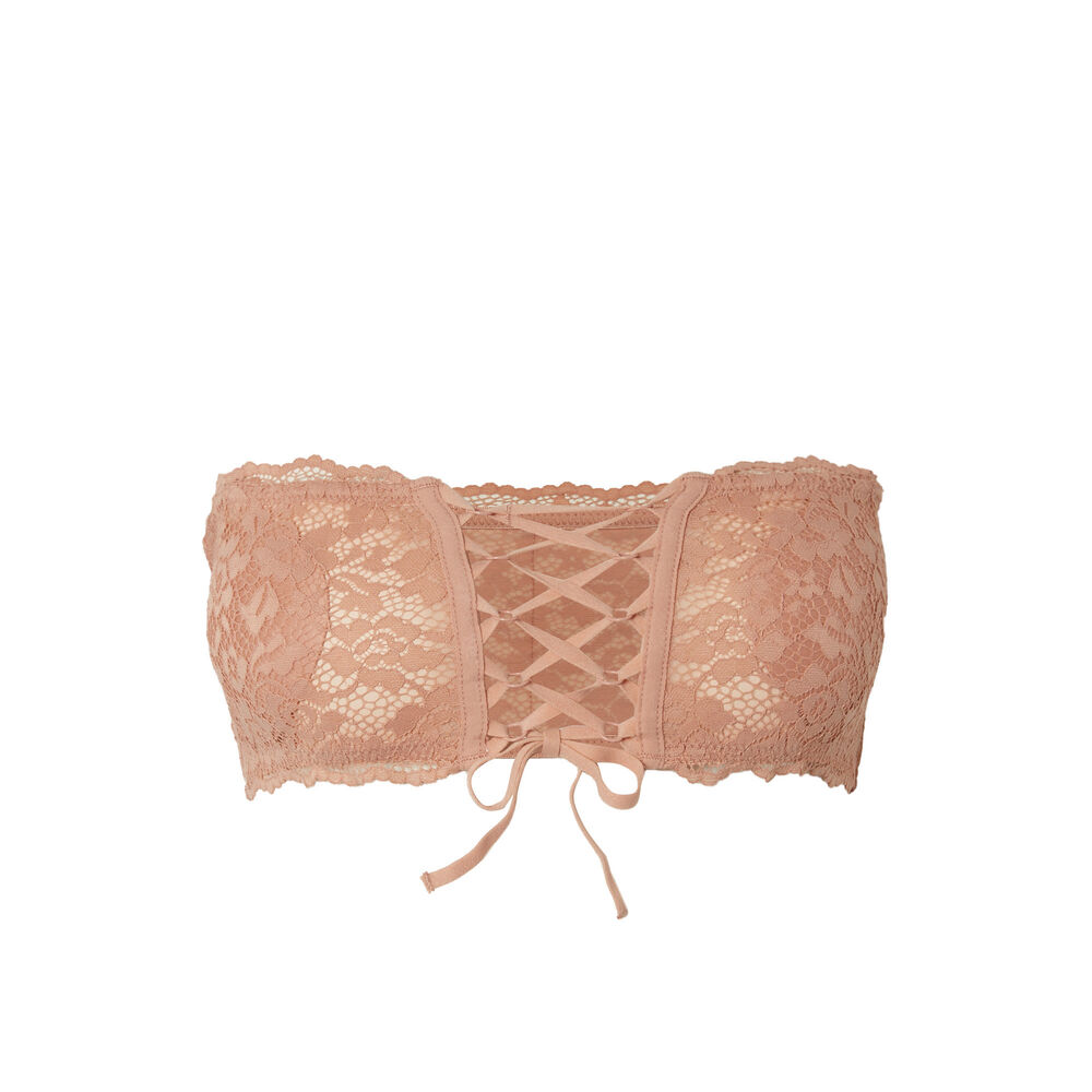 Sujetador bandeau sin aros efecto corsé - beige nude beige.