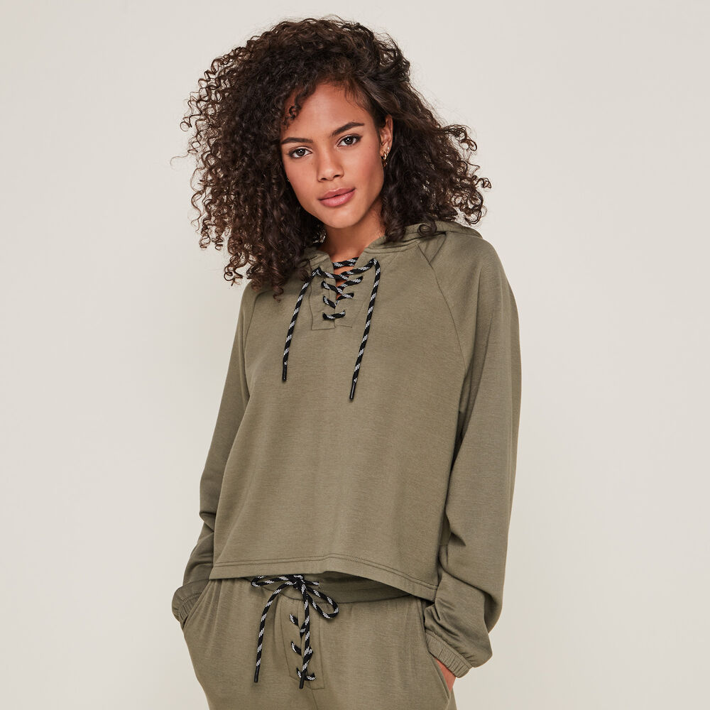 Sudadera con capucha croisileoiz caqui.