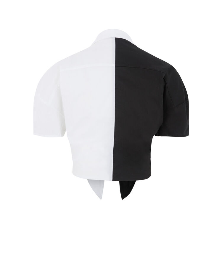 Top de camisa bicolor - negro negro.