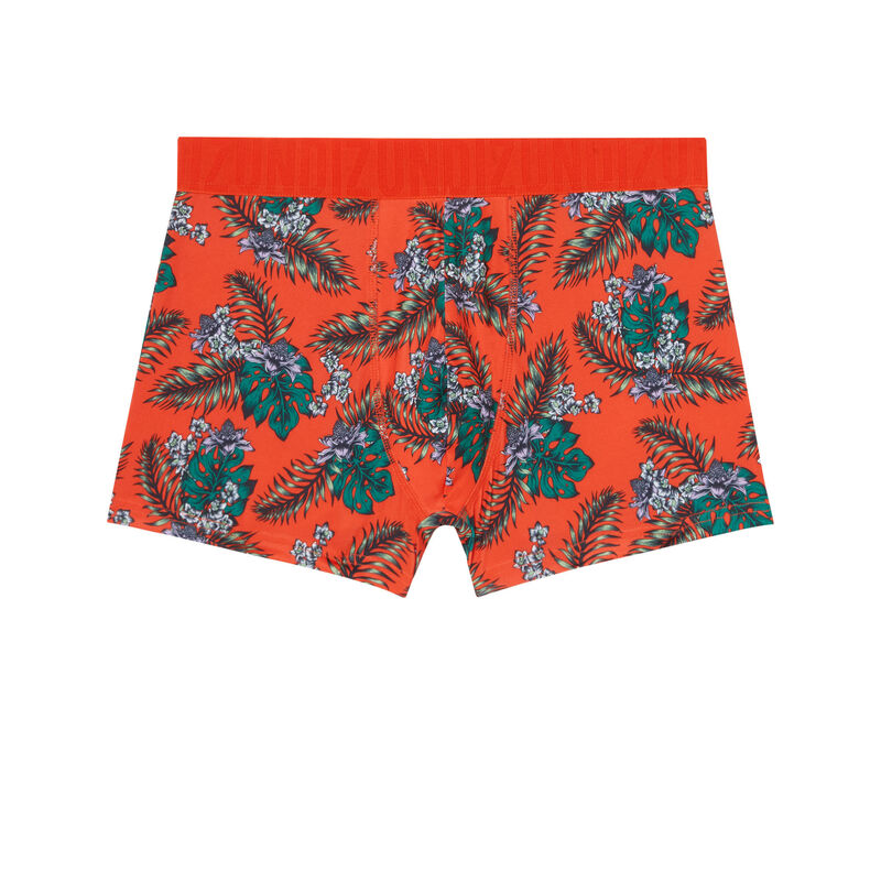 Bóxer de algodón con motivos tropicales - coral Bóxer de algodón con motivos tropicales - coral;