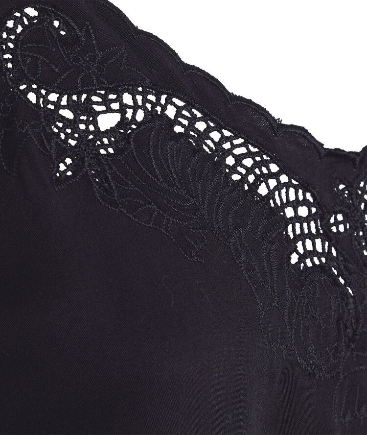 Top satinado con tirantes finos doguipiz noir.