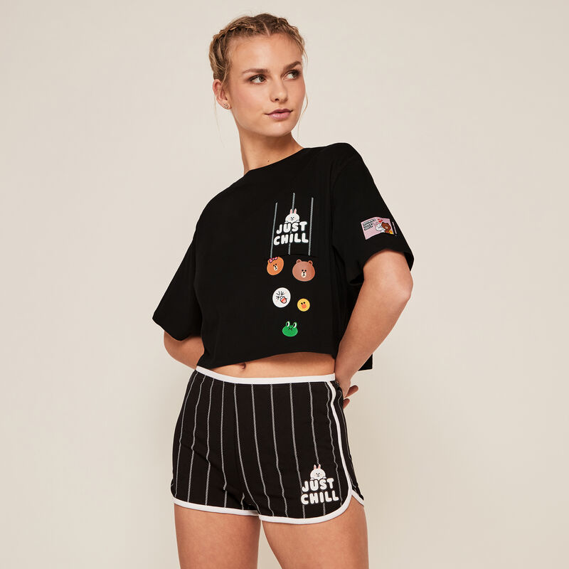 Shorts de rayas Line Friends - negro Shorts de rayas Line Friends - negro;