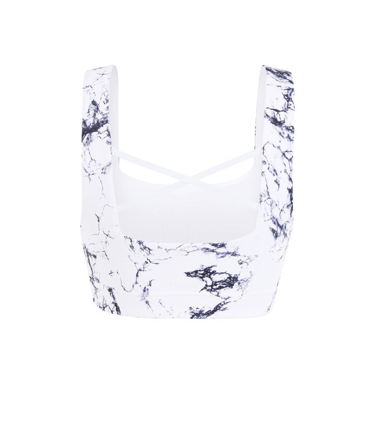 Sujetador deportivo con estampado de mármol yogamarbliz blanco.