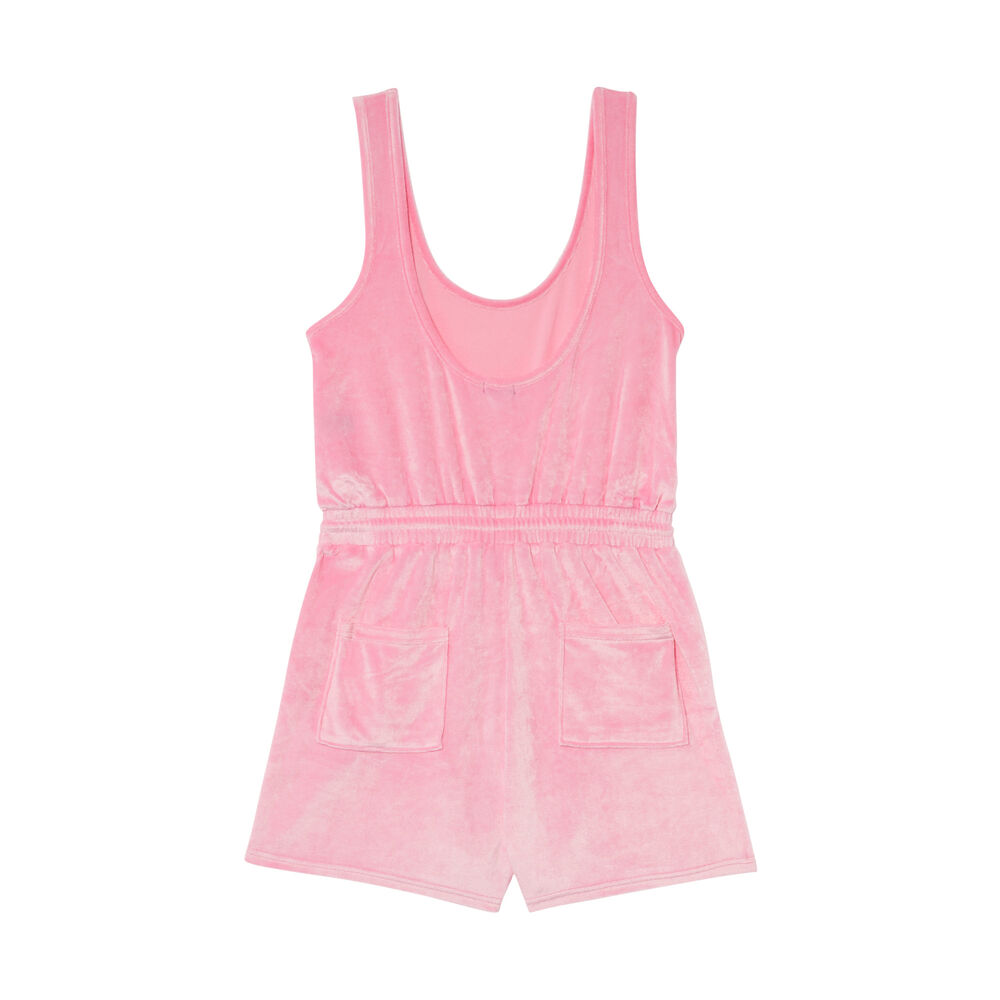 Mono corto de terciopelo y rizo con cordón - rosa rosa.