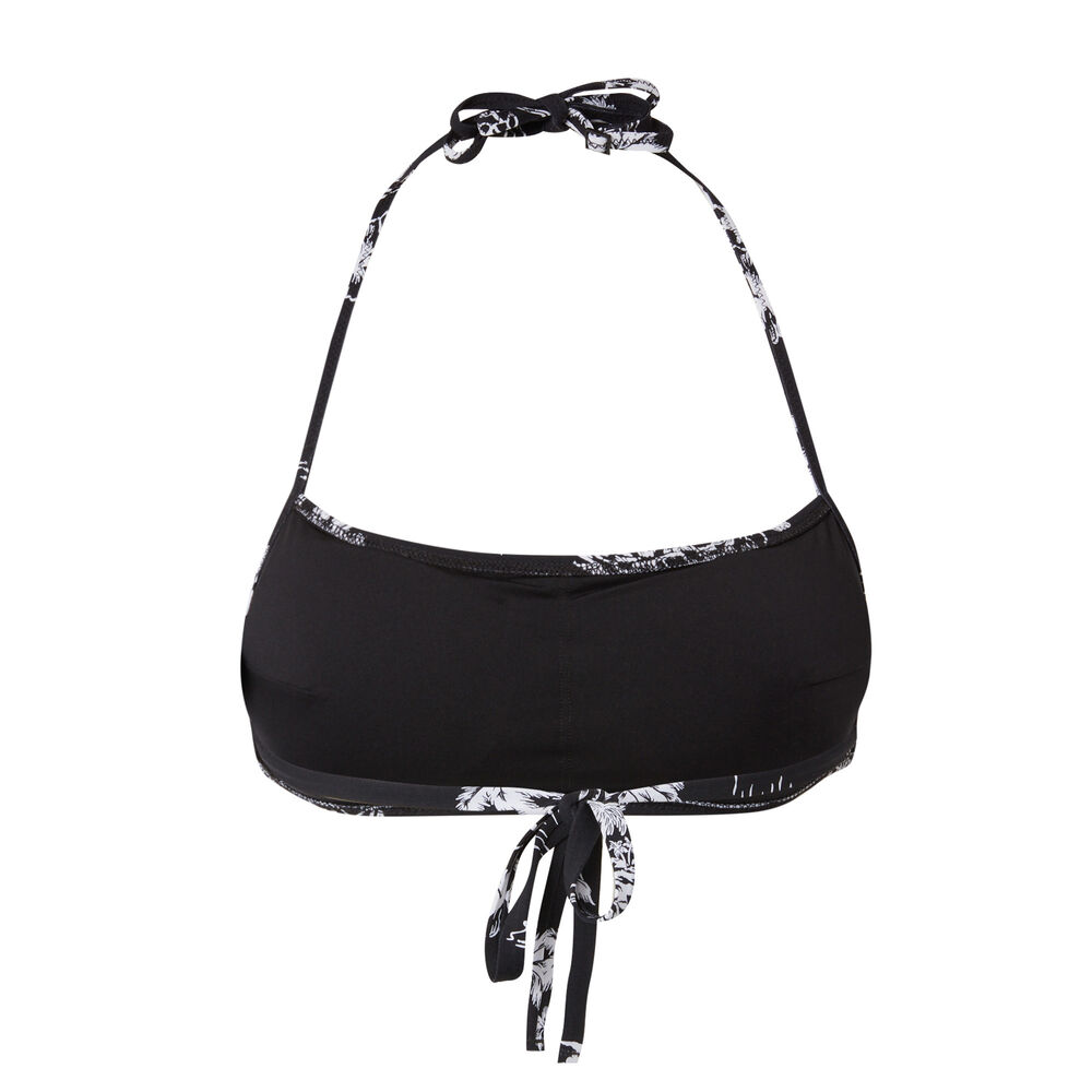 Parte de arriba de bikini bandeau con motivos de palmeras - negra negro.