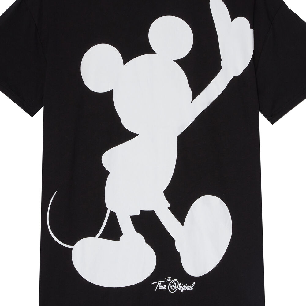 Camiseta larga con estampado de mickey - negra negro.