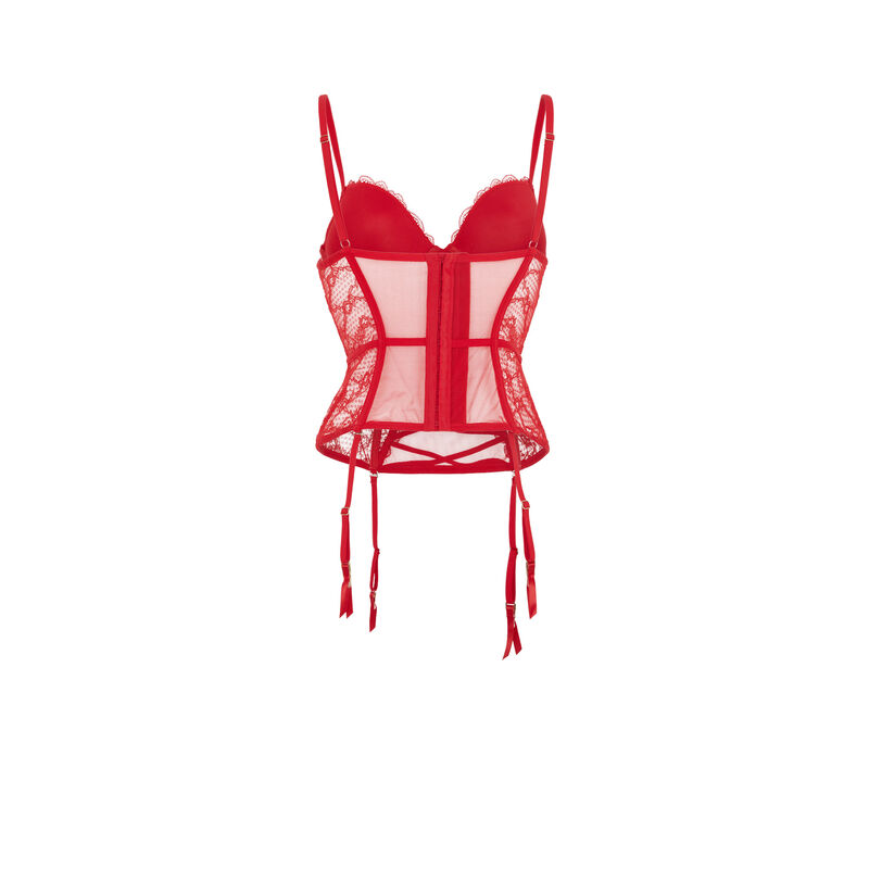 Corsé push-up de encaje solairaliz rojo.
