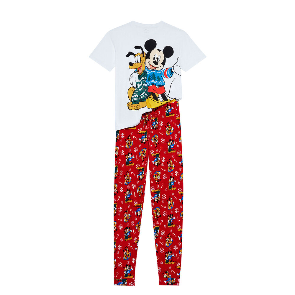 Juego de pijama de manga corta mickey y pluto - blanco blanco.