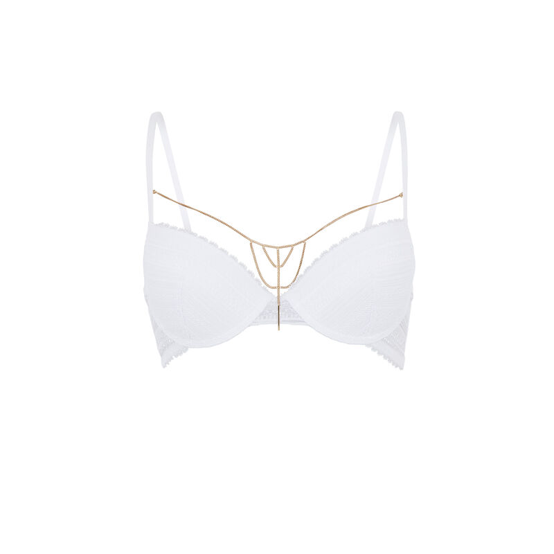 Sujetador push en encaje con detalles de joyas paviniz blanc.