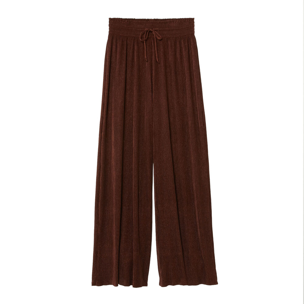 Pantalón ancho con cintura fruncida - marrón marrón.