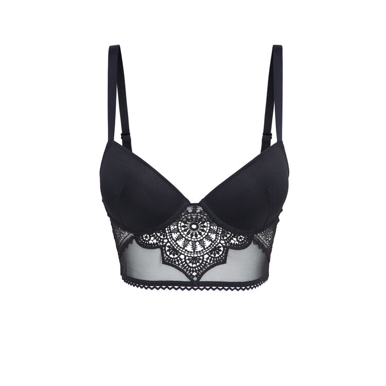 Sujetador corpiño push-up de encaje femmefataliz negro.