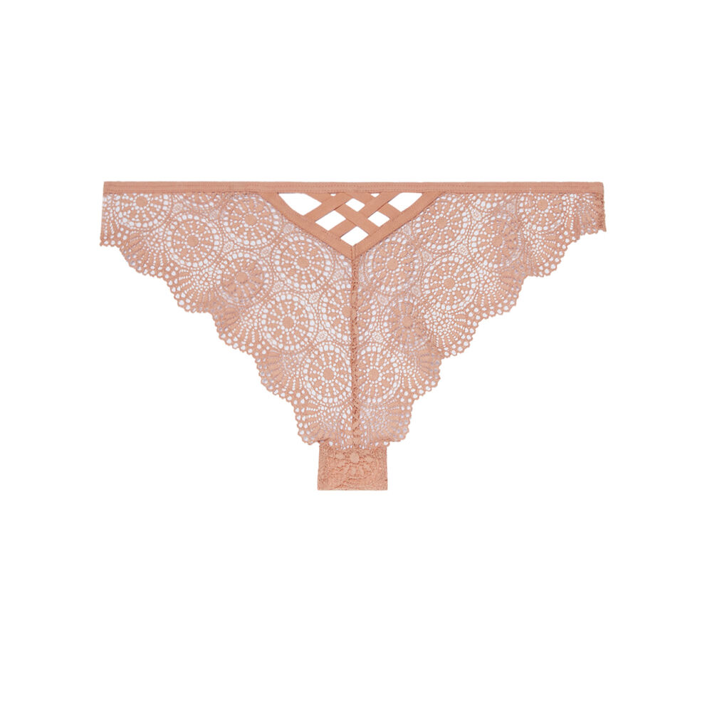 Tanga de encaje con detalle de lazos - rosa rosa.