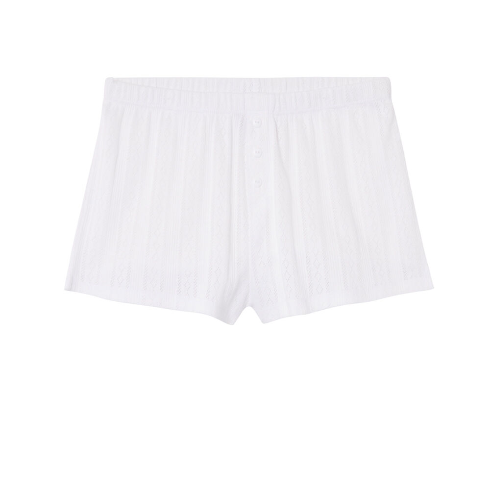 Shorts lisos de punto con puntitos - blanco blanco.