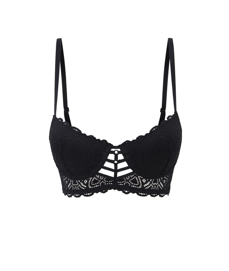 Sujetador corpiño push-up de encaje marceliz negro.