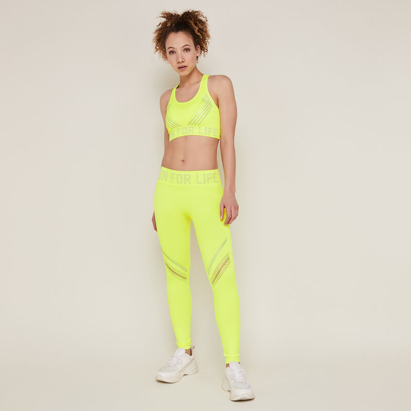 Leggings deportivos lisos amarillo fluorescente Leggings deportivos lisos amarillo fluorescente;
