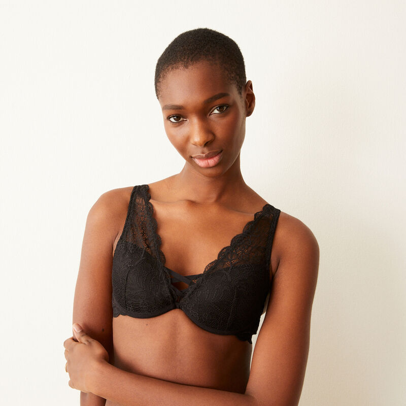 Sujetador push-up pañuelo de encaje - negro Sujetador push-up pañuelo de encaje - negro;