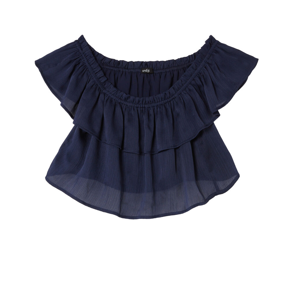 Top fluido con volante - azul azul.