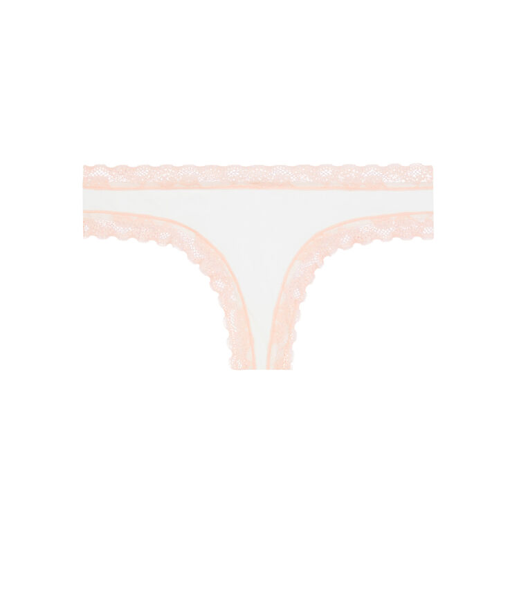 Braguita culotte de algodón blanca con detalle de encaje blanco.