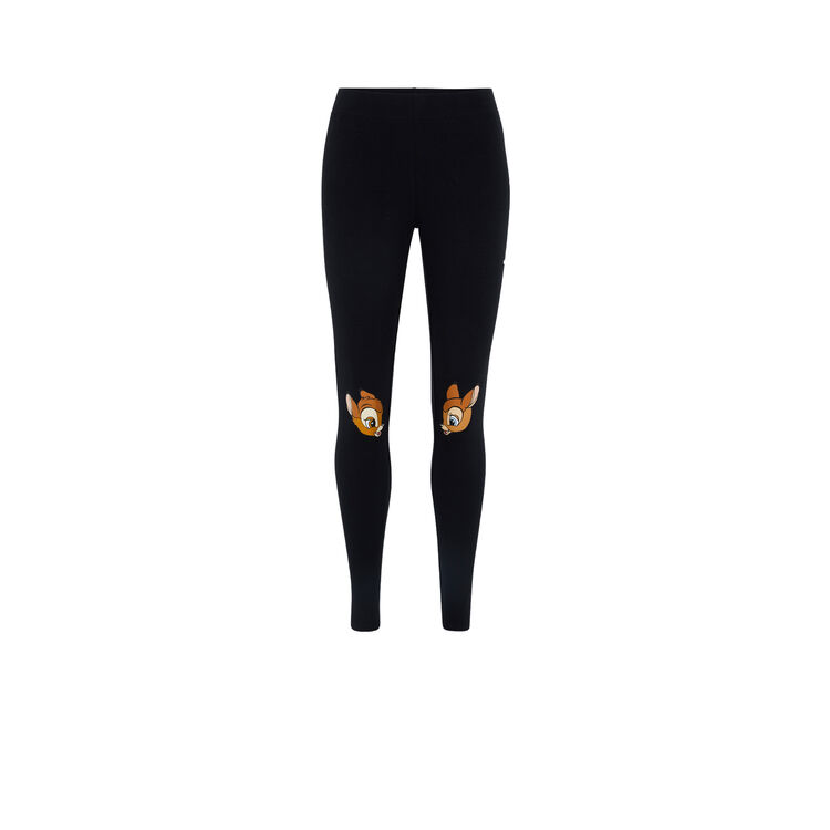 Leggings de punto con estampado de bambi bibichiz negro.