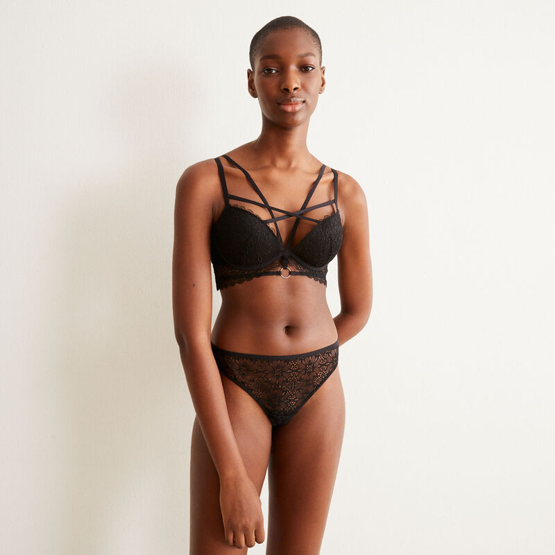 sujetador push-up con cintas - negro sujetador push-up con cintas - negro;