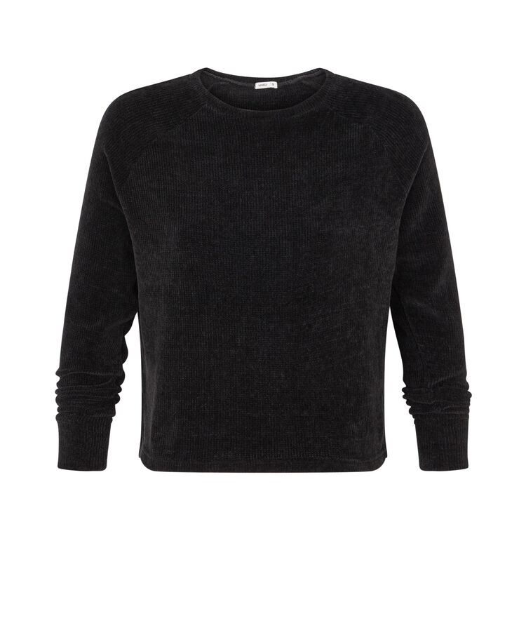 Top de manga larga chenilliz negro.
