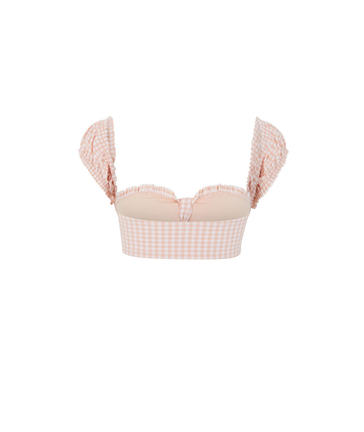 Parte de arriba de bikini sujetador de cuadros - rosa rosa.