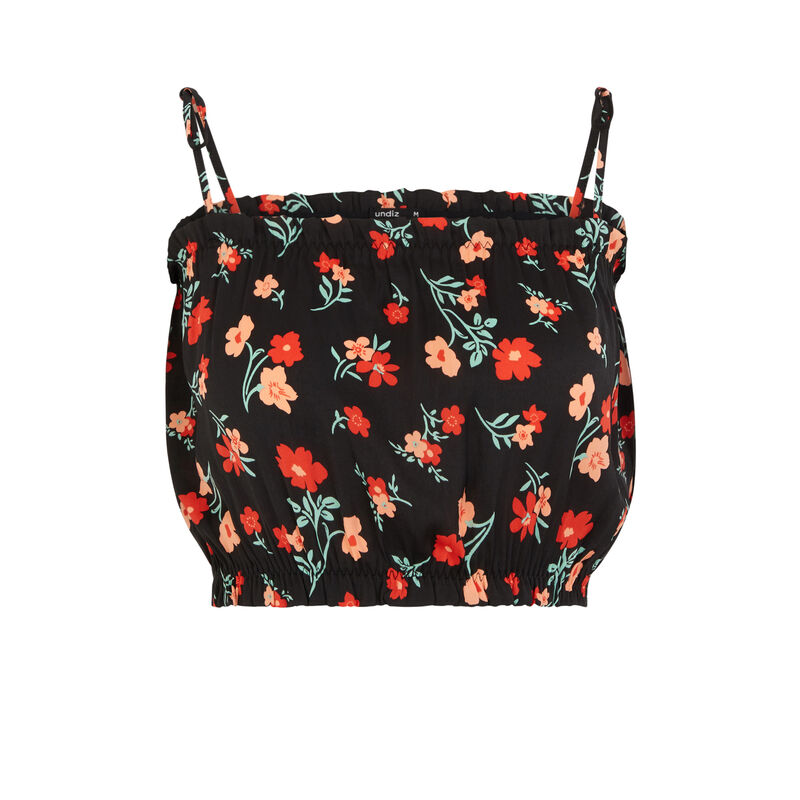 Top satinado con tirantes que se atan - negro Top satinado con tirantes que se atan - negro;
