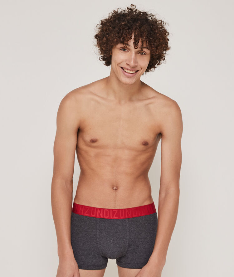 B&oacute;xer de algod&oacute;n con mensaje cheraisiz gris oscuro.