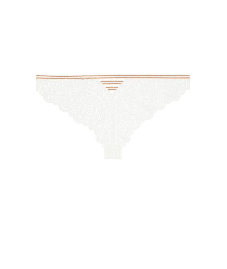 Tanga de encaje con detalle de tira de lurexbandiz blanco.