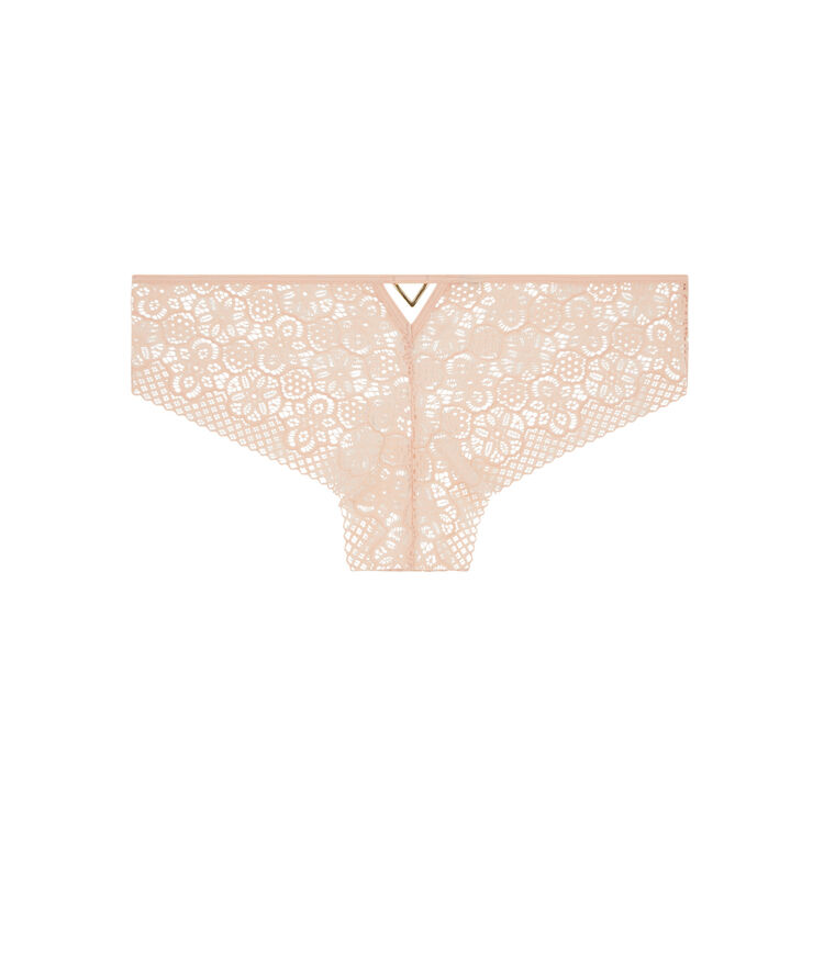 Braguita culotte de encaje con detalle de joya ethnobiz rosa pastel.