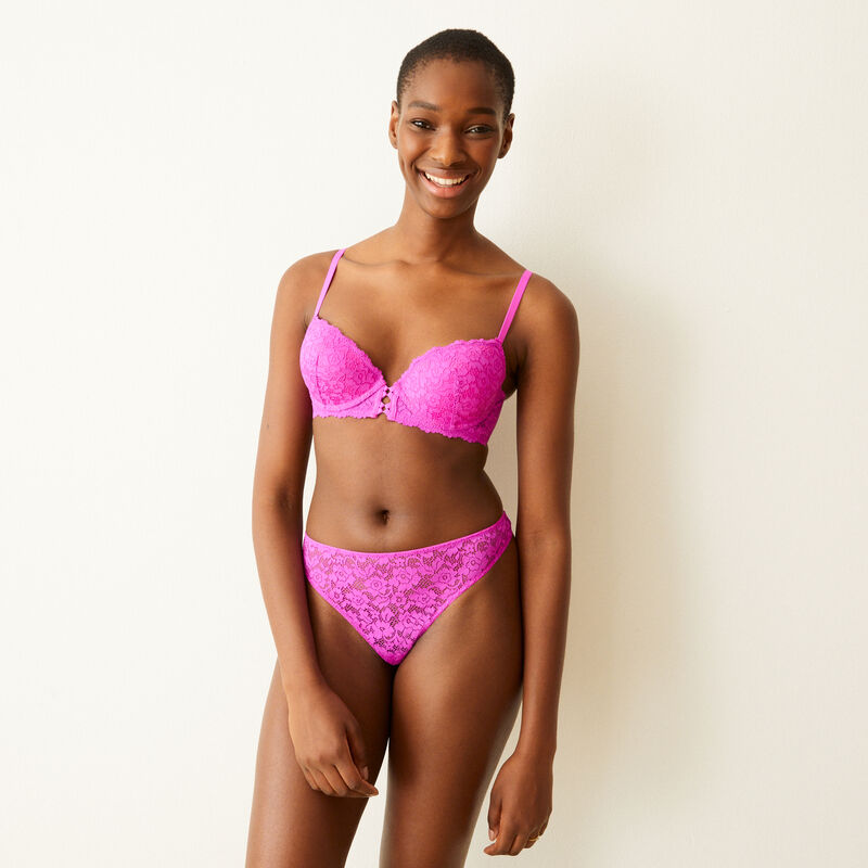 Braguita brasileña de encaje con flores - rosa Braguita brasileña de encaje con flores - rosa ;