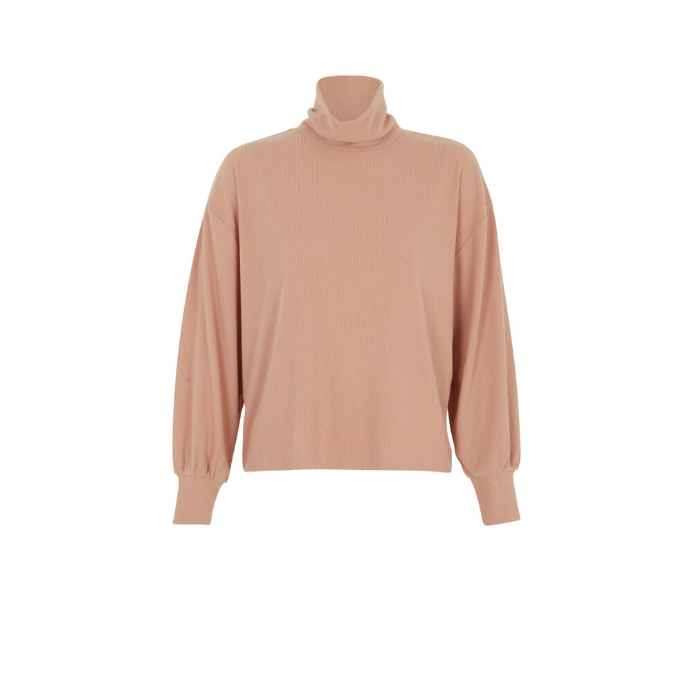 Top cuello vuelto - beis crudo.