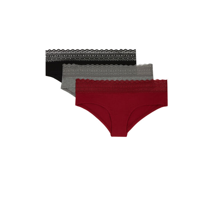 Juego de 3 braguitas culotte de algodón liso waistiz Juego de 3 braguitas culotte de algodón liso waistiz;