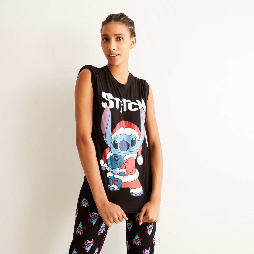 Top christmas stitch - negro negro.