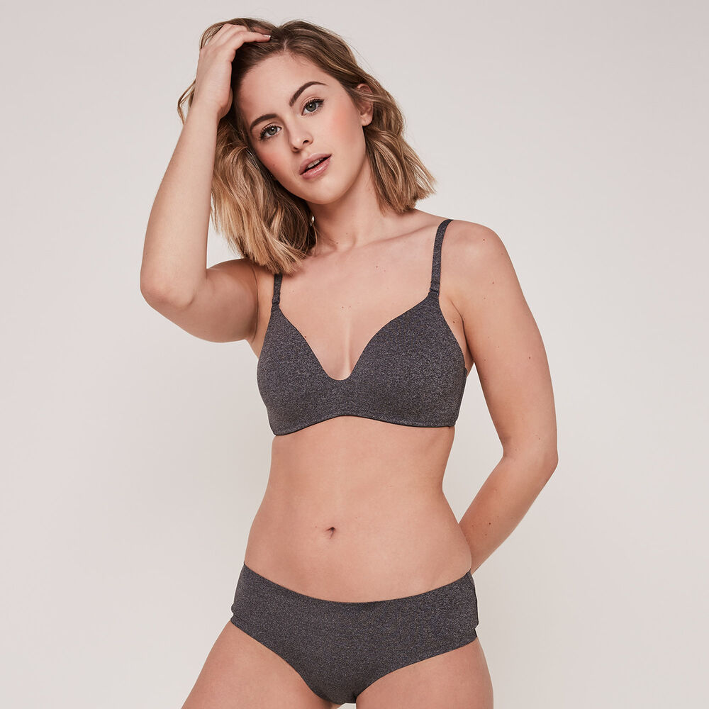 Braguita culotte lisa gris jaspeado de microfibra gris jaspeado.
