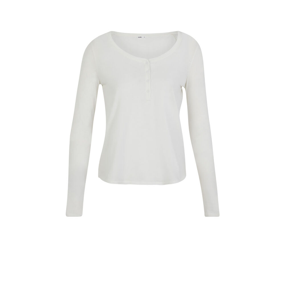 Top liso de manga larga - blanco blanco.