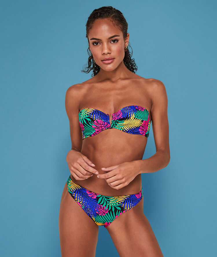 Parte de arriba de bañador bandeau pixtropiz negro.